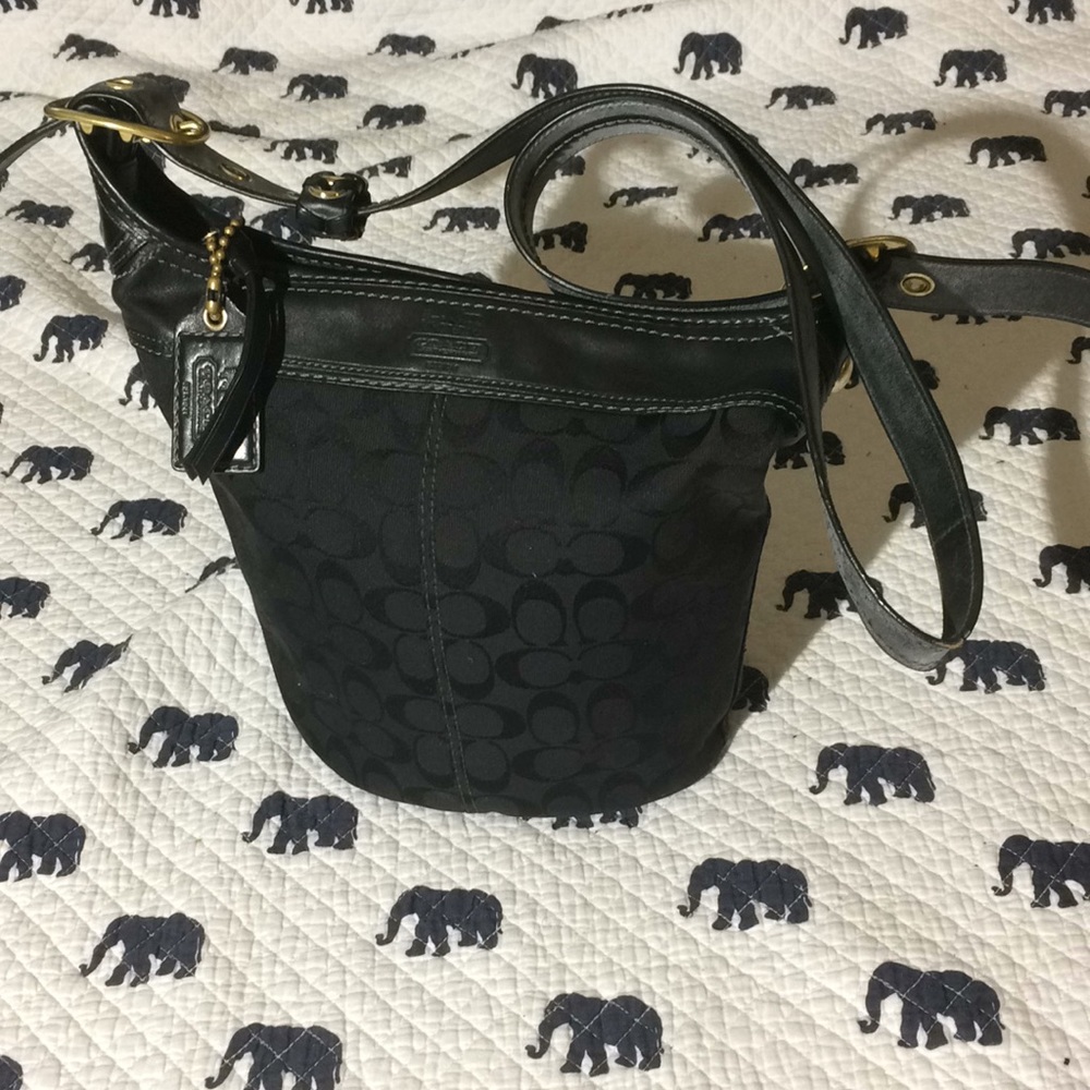 Coach Black and Gold Satchel with Signature Design